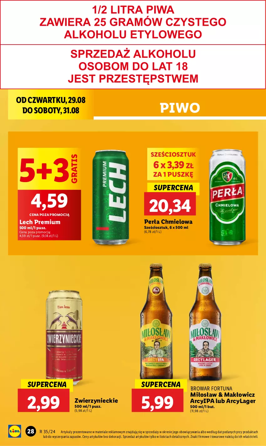 Gazetka promocyjna Lidl - GAZETKA - ważna 29.08 do 31.08.2024 - strona 32 - produkty: Fortuna, Gra, Lech Premium, Perła, Piwo