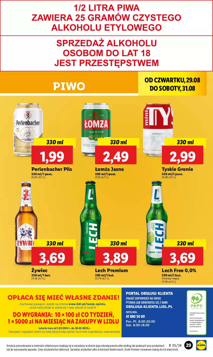 Gazetka promocyjna Lidl - GAZETKA - ważna 29.08 do 31.08.2024 - strona 33 - produkty: Gra, Lech Premium, Limonka, Mięta, Mola, NBA, Piwo, Tyskie