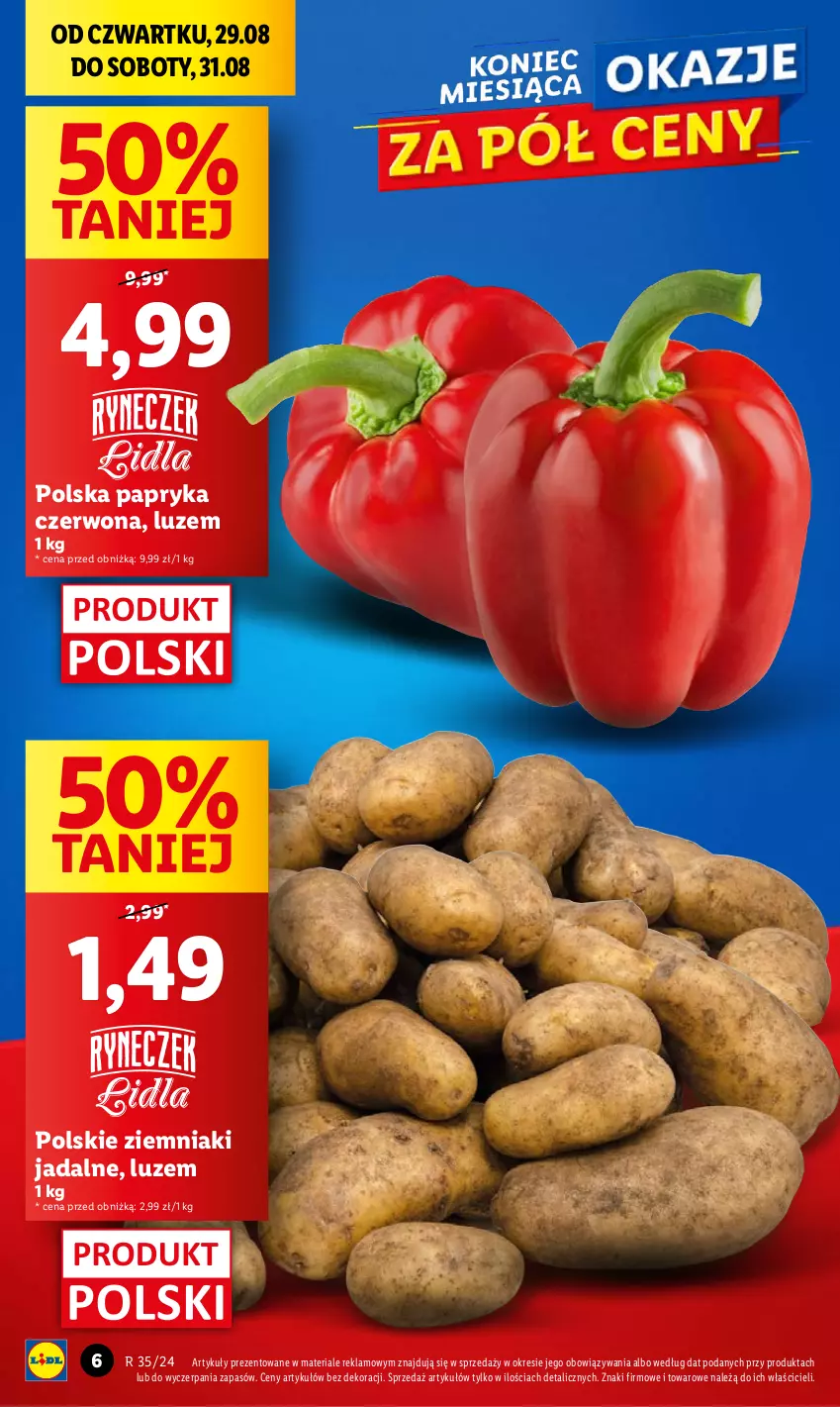 Gazetka promocyjna Lidl - GAZETKA - ważna 29.08 do 31.08.2024 - strona 6 - produkty: Papryka, Papryka czerwona, Ziemniaki