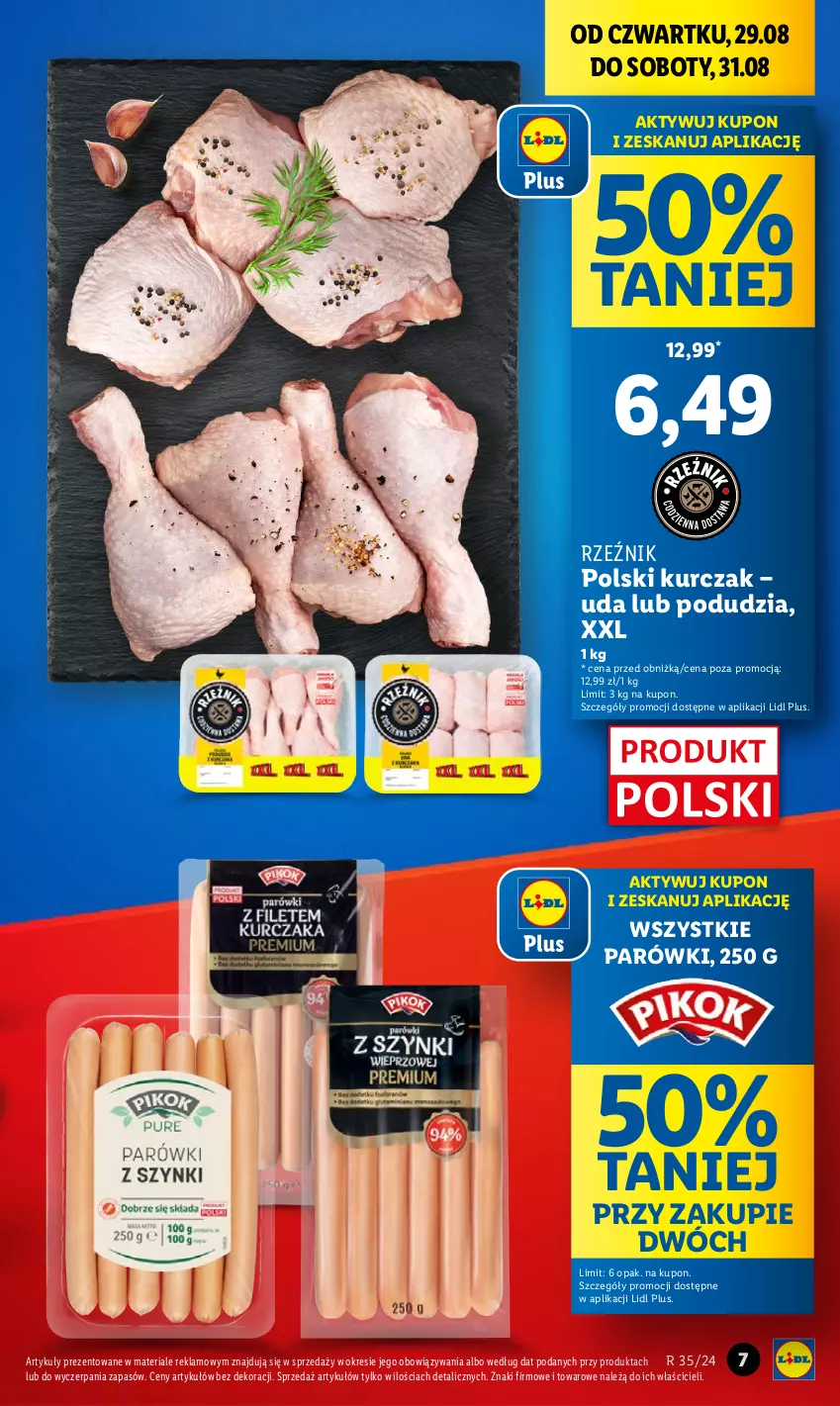 Gazetka promocyjna Lidl - GAZETKA - ważna 29.08 do 31.08.2024 - strona 7 - produkty: Kurczak, Parówki