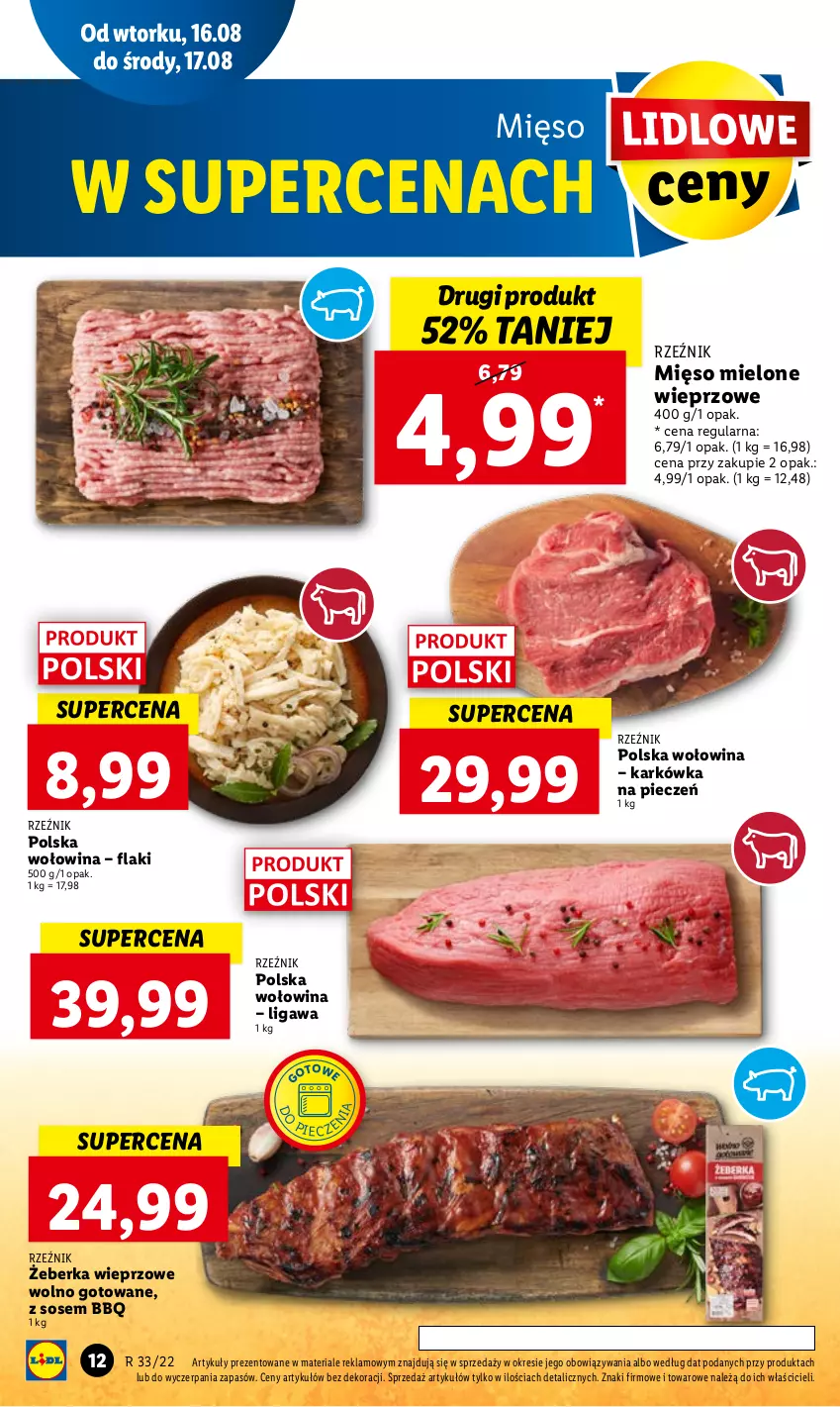 Gazetka promocyjna Lidl - GAZETKA - ważna 16.08 do 17.08.2022 - strona 16 - produkty: Mięso, Mięso mielone, Piec, Sos, Wołowina