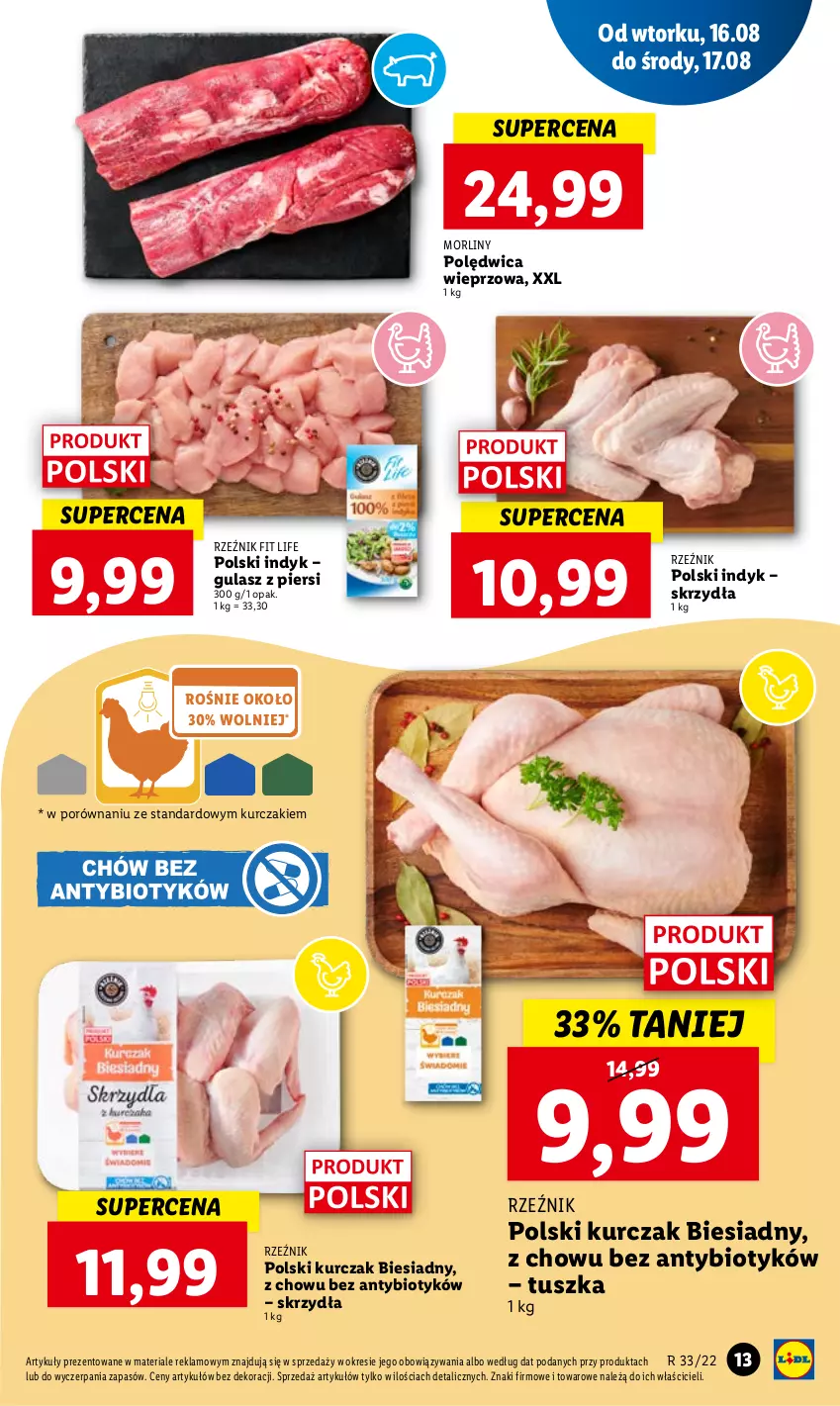 Gazetka promocyjna Lidl - GAZETKA - ważna 16.08 do 17.08.2022 - strona 17 - produkty: Kurczak, Morliny, Polędwica, Por, Tusz