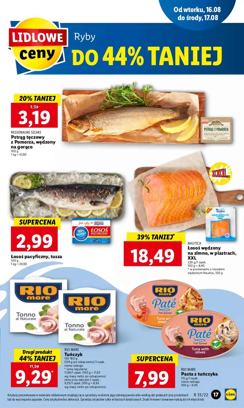 Gazetka promocyjna Lidl - GAZETKA - ważna 16.08 do 17.08.2022 - strona 21 - produkty: Por, Pstrąg, Pstrąg tęczowy, Rio Mare, Sos, Tuńczyk, Tusz