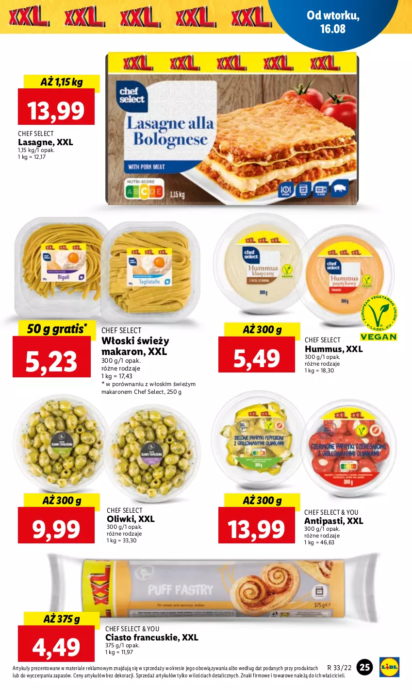 Gazetka promocyjna Lidl - GAZETKA - ważna 16.08 do 17.08.2022 - strona 29 - produkty: Ciasto francuskie, Gra, Hummus, Lasagne, Makaron, Mus, Oliwki, Por