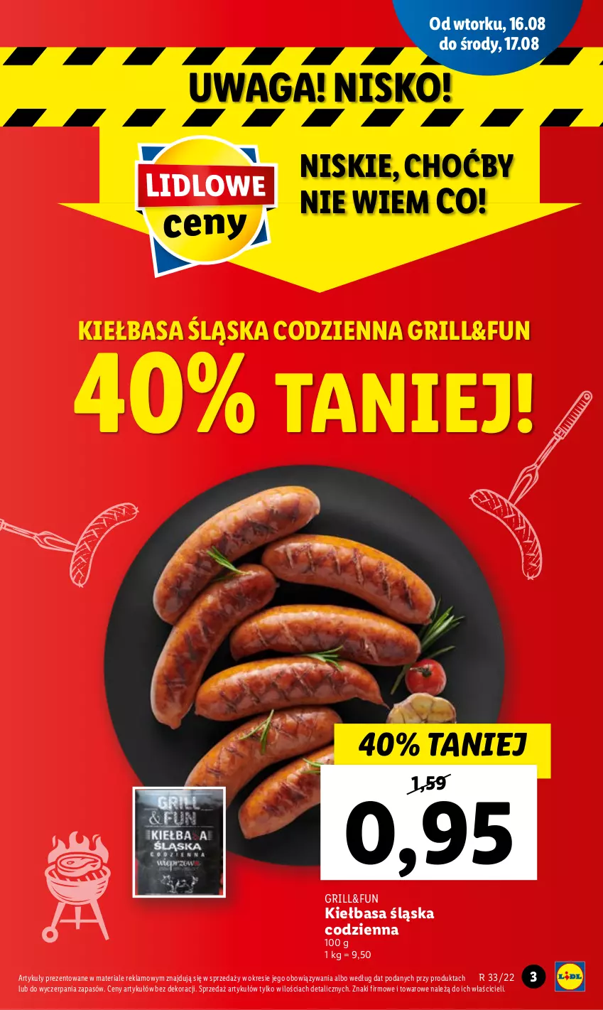 Gazetka promocyjna Lidl - GAZETKA - ważna 16.08 do 17.08.2022 - strona 3 - produkty: Grill, Kiełbasa, Kiełbasa śląska, Waga