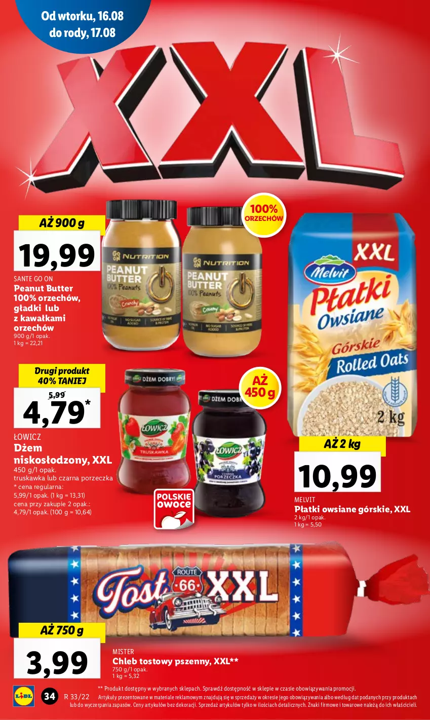 Gazetka promocyjna Lidl - GAZETKA - ważna 16.08 do 17.08.2022 - strona 38 - produkty: Chleb, Chleb tostowy, Dżem, Kawa, Melvit, Płatki owsiane, Por, Sante