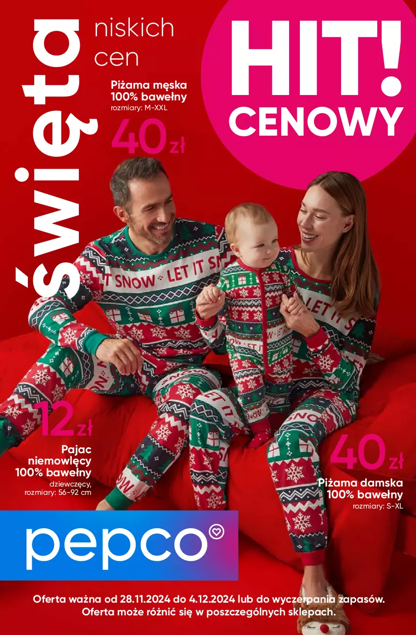 Gazetka promocyjna Pepco - Świąteczne piżamy - ważna 28.11 do 04.12.2024 - strona 1 - produkty: Pajac, Piżama