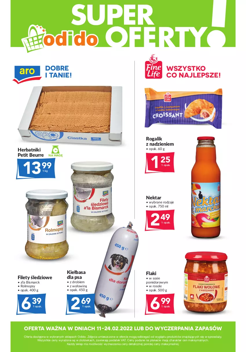 Gazetka promocyjna Odido - SUPER OFERTY! - ważna 11.02 do 24.02.2022 - strona 1 - produkty: Flaki, Herbatniki, Herbatniki Petit Beurre, Kiełbasa, Mop, Nektar, Rogal, Sos