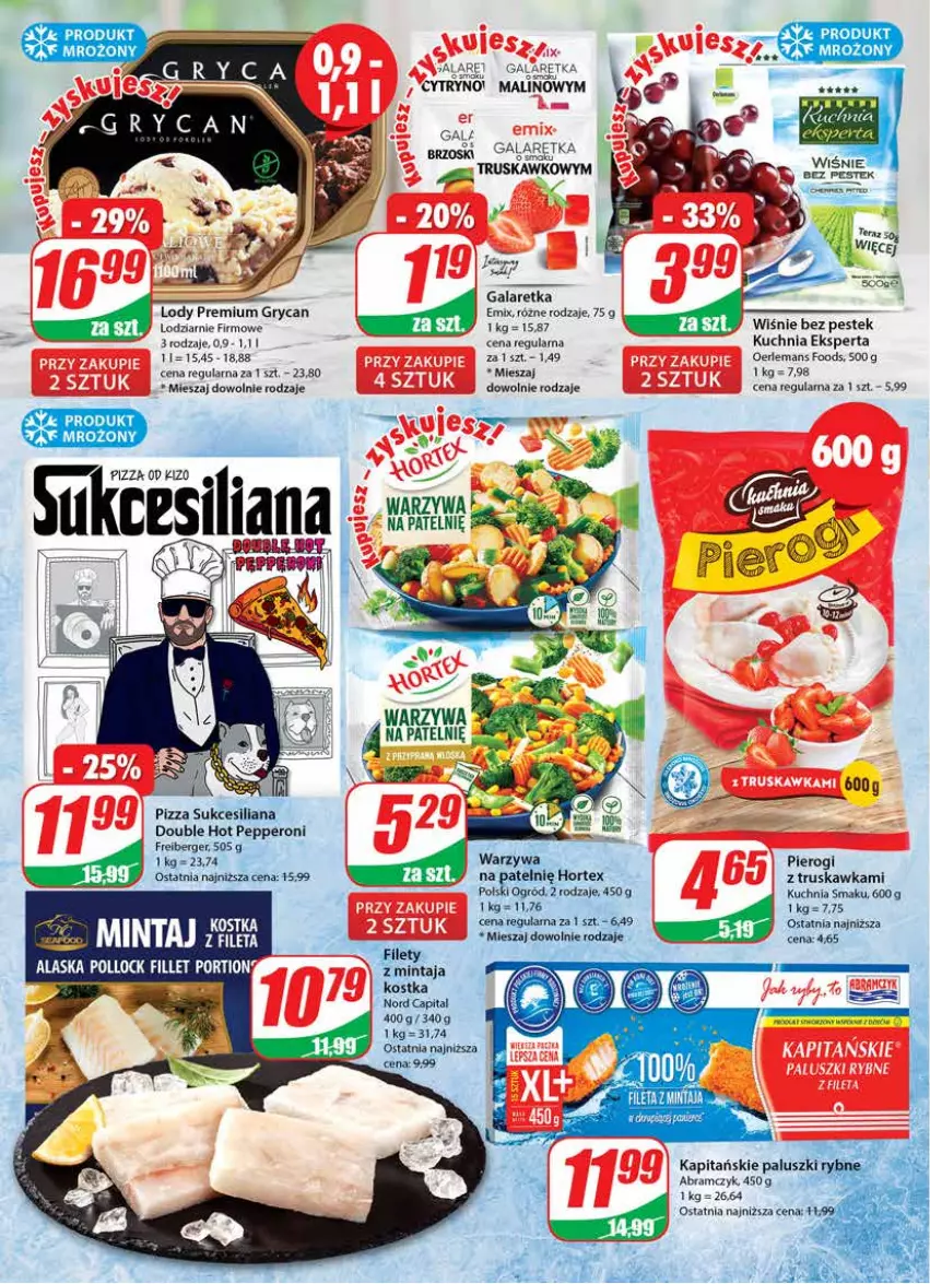 Gazetka promocyjna Dino - Gazetka 22 - ważna 31.05 do 06.06.2023 - strona 10 - produkty: Fa, Gala, Galaretka, Gry, Hortex, Kuchnia, LANA, Lody, Mintaj, Ogród, Paluszki rybne, Pierogi, Pizza, Por, Tera, Warzywa