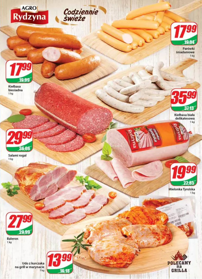 Gazetka promocyjna Dino - Gazetka 22 - ważna 31.05 do 06.06.2023 - strona 11 - produkty: Danio, Grill, Kiełbasa, Kiełbasa biała, Kurczak, Mielonka tyrolska, Parówki, Rogal, Salami, Udo z kurczaka