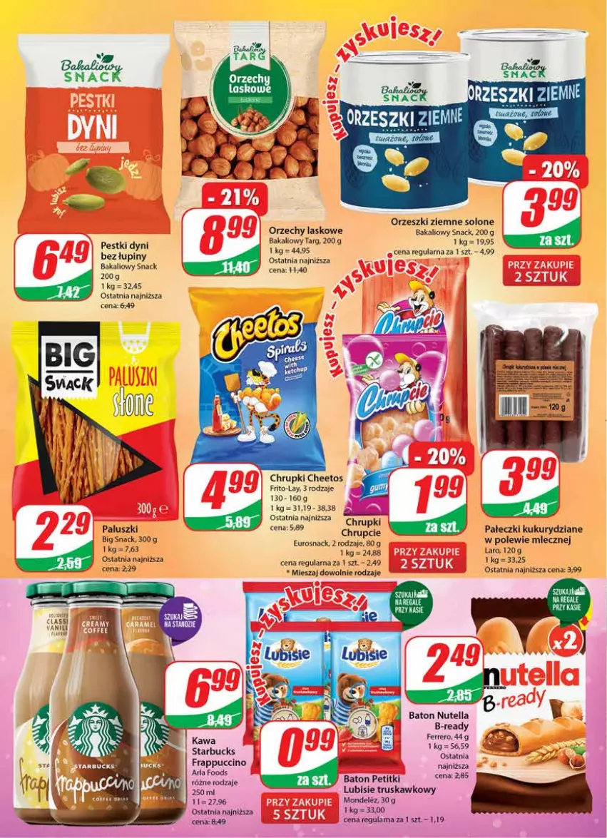 Gazetka promocyjna Dino - Gazetka 22 - ważna 31.05 do 06.06.2023 - strona 18 - produkty: Baton, Cheetos, Chrupki, Ferrero, Lubisie, Nutella, Orzeszki, Orzeszki ziemne, Pestki dyni