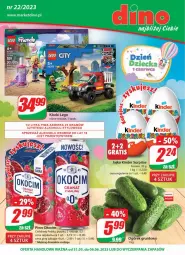 Gazetka promocyjna Dino - Gazetka 22 - Gazetka - ważna od 06.06 do 06.06.2023 - strona 1 - produkty: Piwa, Piwo, Koc, Gra, Granat, Ogórek, Kinder Surprise, LEGO, Carlsberg, Ferrero, Klocki, Grunt, Okocim, Kinder