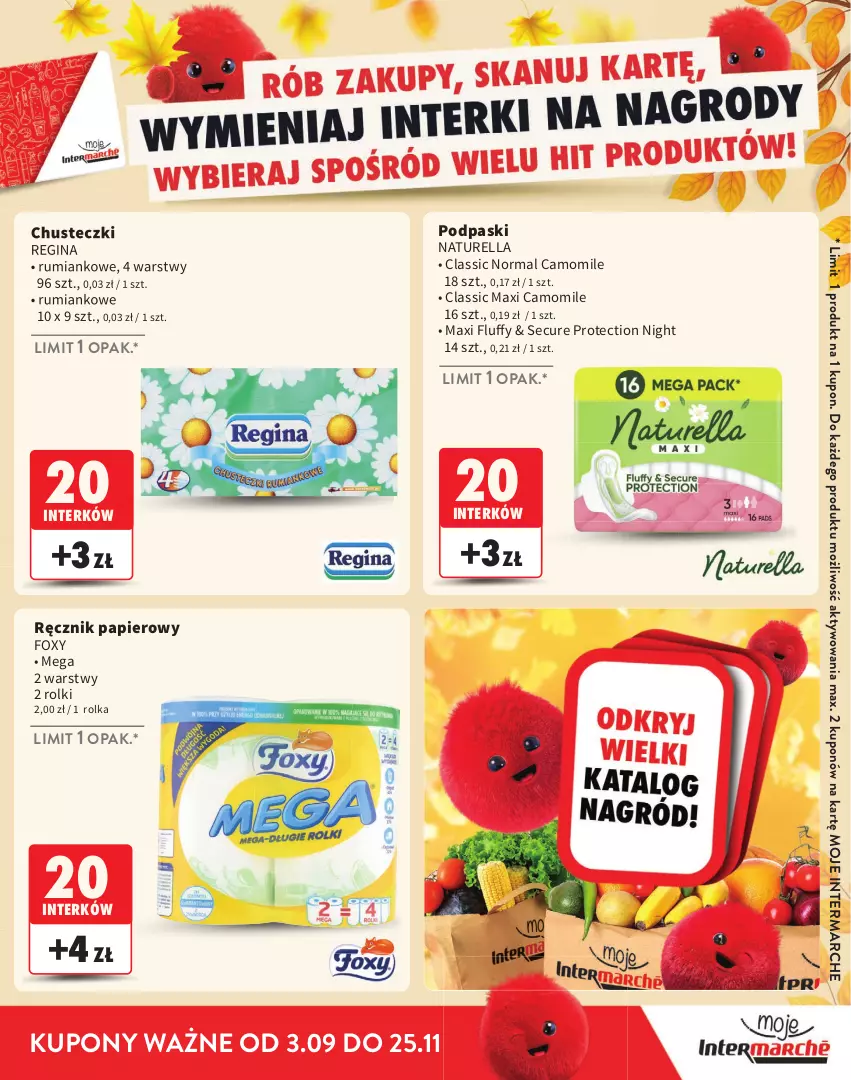 Gazetka promocyjna Intermarche - Gazetka Intermarche - ważna 03.09 do 25.11.2026 - strona 11 - produkty: Chusteczki, Foxy, Gin, Naturell, Naturella, Papier, Podpaski, Ręcznik, Rolki, Rum