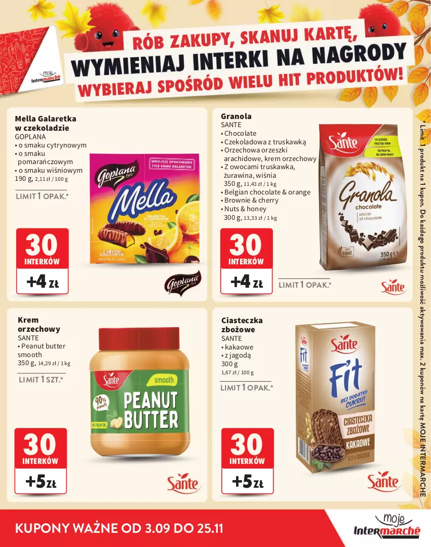Gazetka promocyjna Intermarche - Gazetka Intermarche - ważna 03.09 do 25.11.2026 - strona 17 - produkty: Brownie, Gala, Galaretka, Goplana, Gra, Granola, Kakao, Krem orzechowy, LANA, LG, Orzeszki, Sante