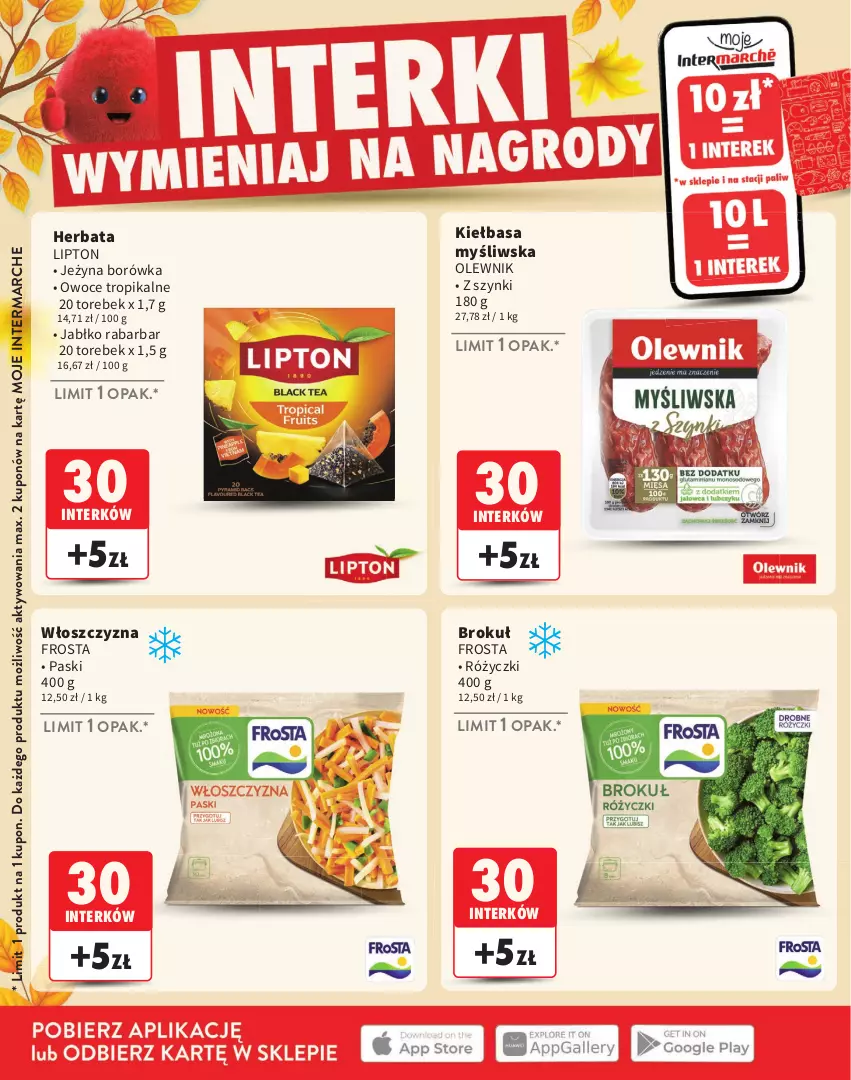 Gazetka promocyjna Intermarche - Gazetka Intermarche - ważna 03.09 do 25.11.2026 - strona 18 - produkty: Borówka, Frosta, Herbata, Kiełbasa, Lipton, Olewnik, Owoce