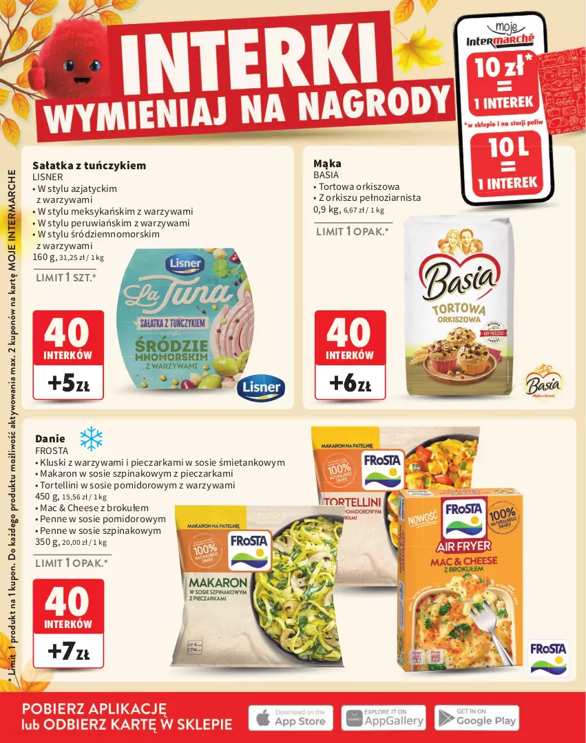Gazetka promocyjna Intermarche - Gazetka Intermarche - ważna 03.09 do 25.11.2026 - strona 22 - produkty: Basia, Frosta, Lisner, Mąka, Makaron, Penne, Piec, Pieczarka, Sałat, Sałatka, Sos, Szpinak, Tuńczyk, Warzywa