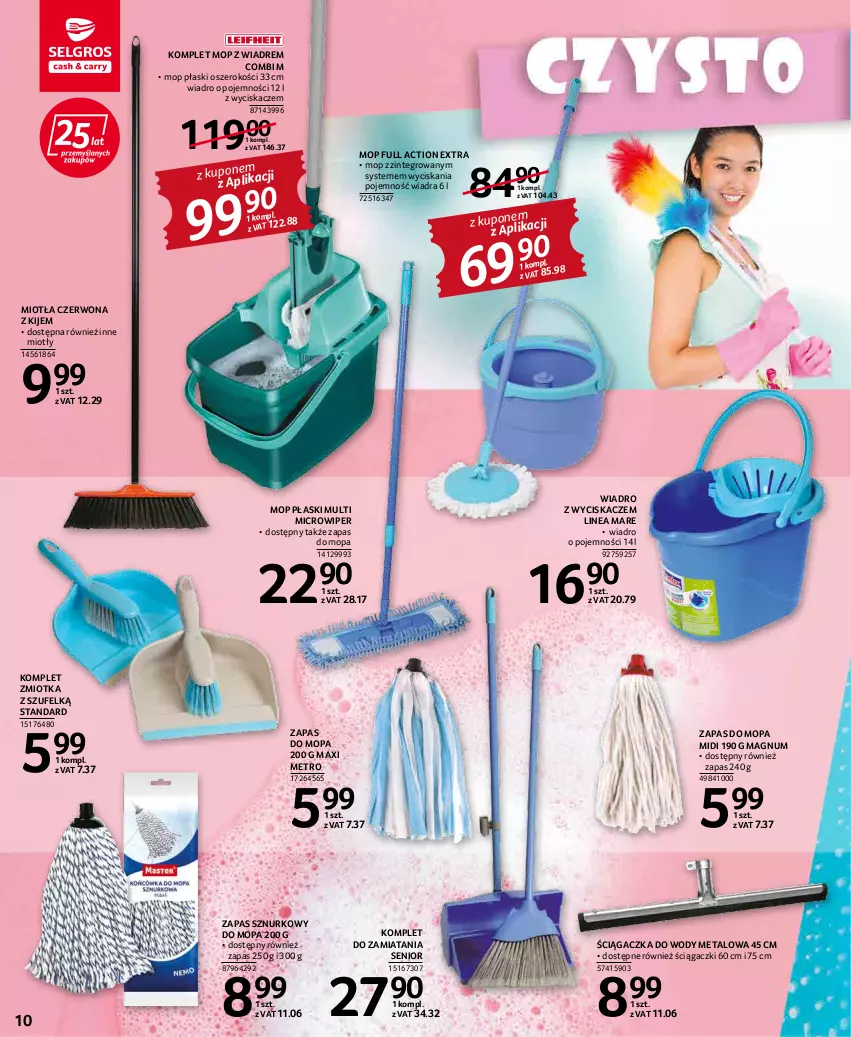 Gazetka promocyjna Selgros - Katalog Sprzątanie - ważna 22.04 do 31.12.2022 - strona 10 - produkty: Kije, Metro, Miotła, Mop, Wiadro, Wiadro z wyciskaczem