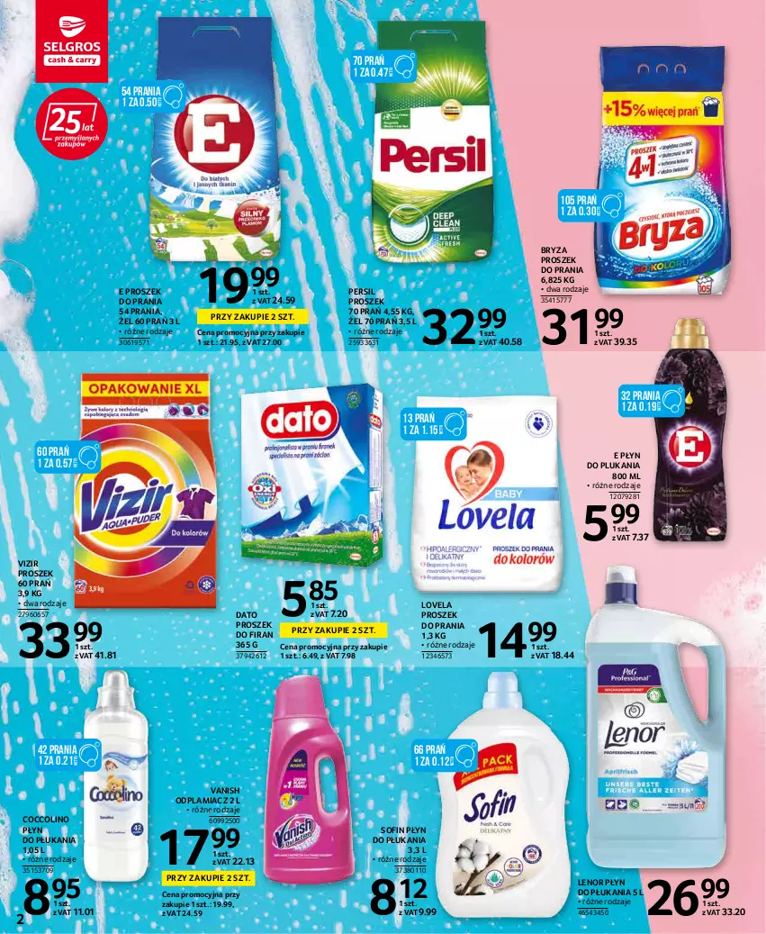 Gazetka promocyjna Selgros - Katalog Sprzątanie - ważna 22.04 do 31.12.2022 - strona 2 - produkty: Bryza, Coccolino, Lenor, Lovela, Odplamiacz, Persil, Płyn do płukania, Proszek do prania, Vanish, Vizir