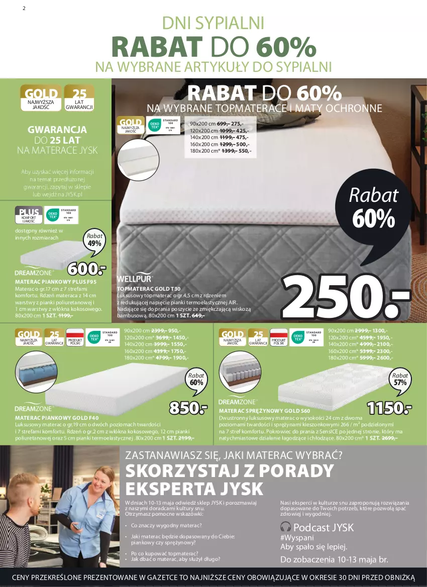 Gazetka promocyjna Jysk - Oferta tygodnia - ważna 12.04 do 16.05.2023 - strona 3 - produkty: Fa, Kokos, Materac, Materac piankowy, Materac sprężynowy, Pokrowiec, Por, Sok, Tera, Top, Zdrowie