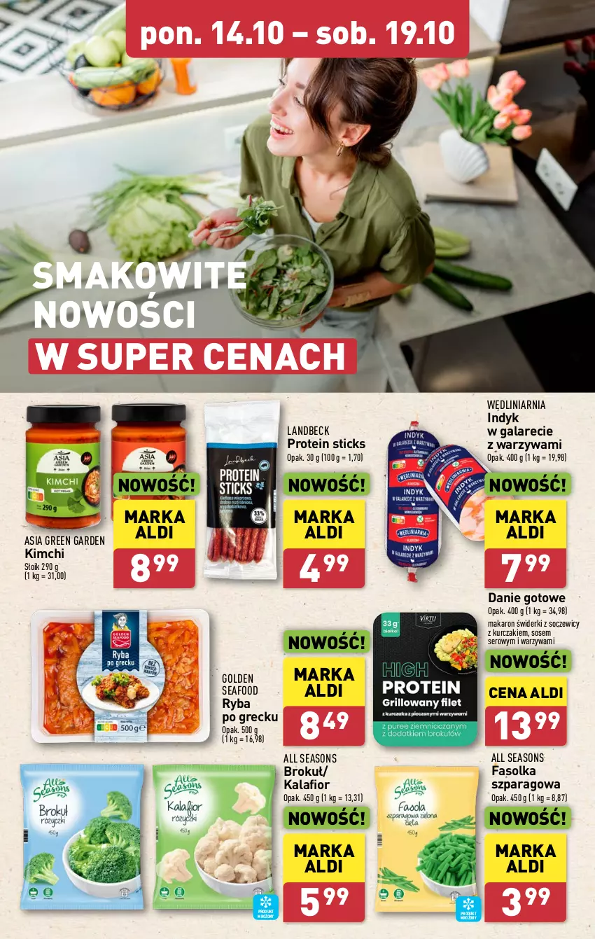 Gazetka promocyjna Aldi - Pełna oferta - ważna 14.10 do 19.10.2024 - strona 16 - produkty: All Seasons, Danie gotowe, Fa, Gala, Golden Seafood, Kalafior, Kurczak, Makaron, Ryba, Ryba po grecku, Ser, Sos, Warzywa