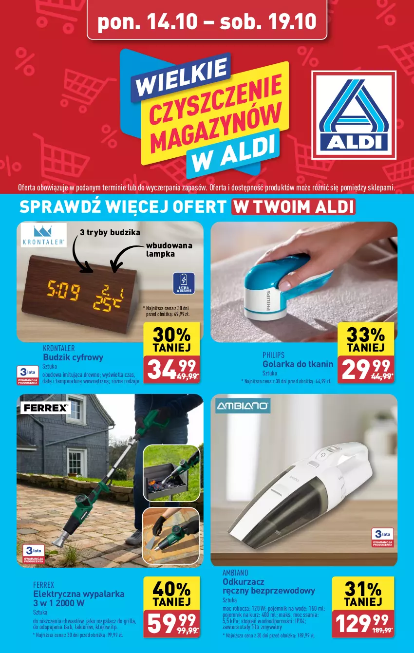 Gazetka promocyjna Aldi - Pełna oferta - ważna 14.10 do 19.10.2024 - strona 28 - produkty: Bateria, Budzik, Fa, Golarka, Grill, Klej, Lakier, Odkurzacz, Philips, Pojemnik, Por, Top