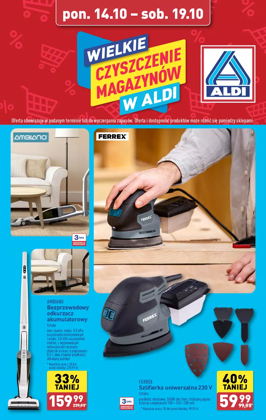 Gazetka promocyjna Aldi - Pełna oferta - ważna 14.10 do 19.10.2024 - strona 29 - produkty: Akumulator, Odkurzacz, Odkurzacze, Papier, Papier ścierny, Szlifierka, Top