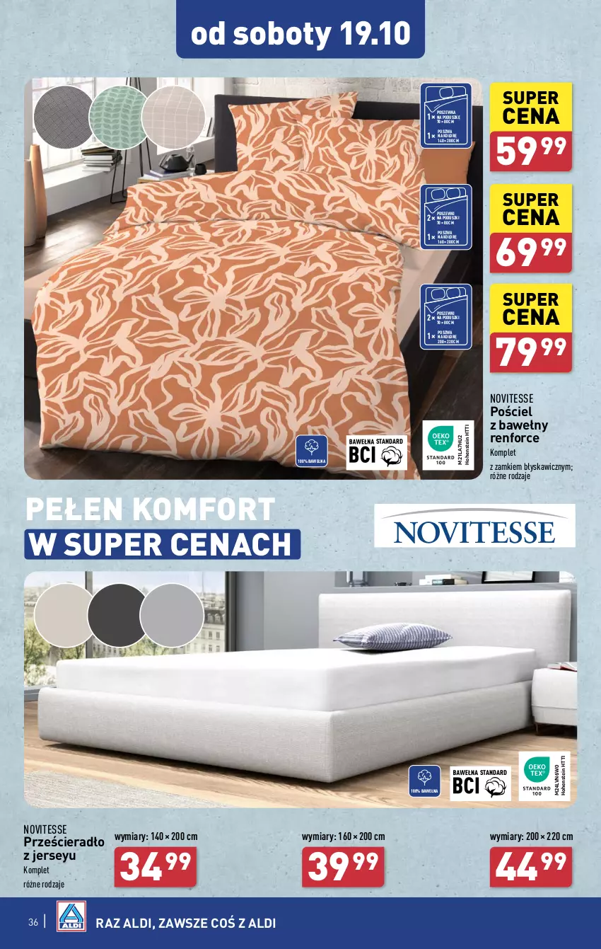 Gazetka promocyjna Aldi - Pełna oferta - ważna 14.10 do 19.10.2024 - strona 36 - produkty: Pościel, Poszewka, Prześcieradło, Wełna