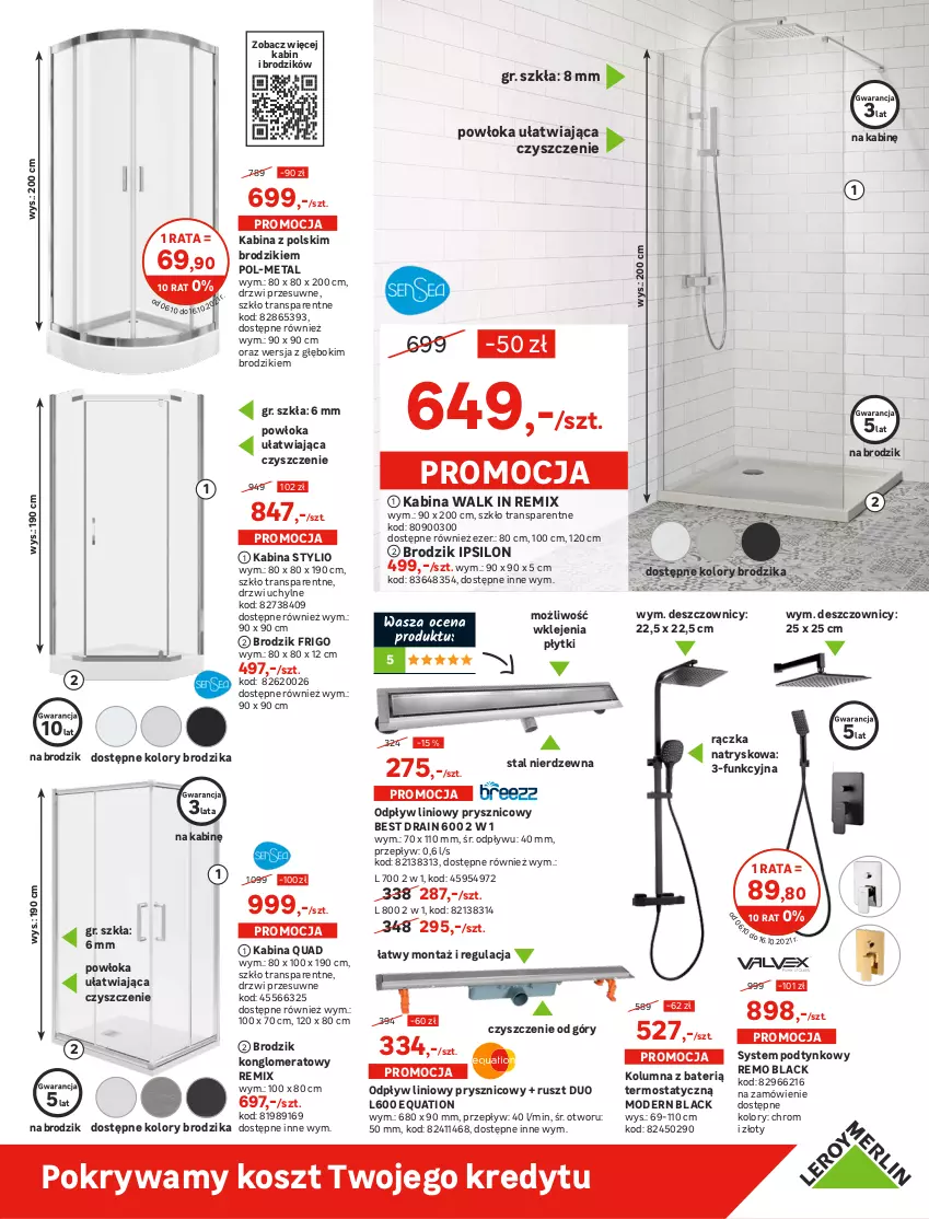 Gazetka promocyjna Leroy Merlin - Nowe Wnętrze - ważna 06.10 do 26.10.2021 - strona 25 - produkty: Bateria, Bateria umywalkowa, Brodzik, Dozownik, Dozownik mydła, Drzwi, Klej, Kosz, Kubek, Lack, Lustro, Mydelniczka, Papier, Pokrywa, Ser, Słupek, Stojak, Szafka, Szafka pod umywalkę, Szczotka, Termos, Tran, Umywalka