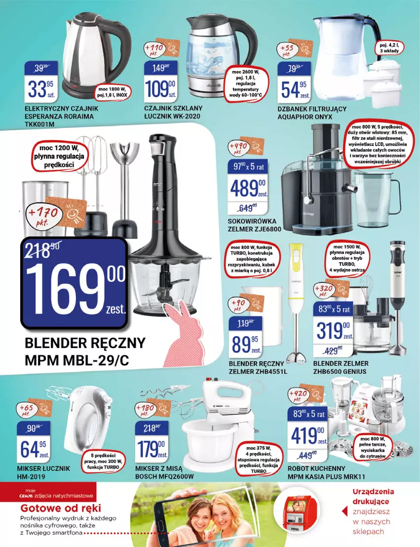 Gazetka promocyjna Bi1 - Wielkanoc pełna smaku - ważna 23.03 do 29.03.2022 - strona 20 - produkty: Aquaphor, Blender, Blender ręczny, Bosch, Czajnik, Dzbanek, Dzbanek filtrujący, Fa, Kasia, Kubek, Mikser, Robot, Ser, Smartfon, Sok, Zelmer