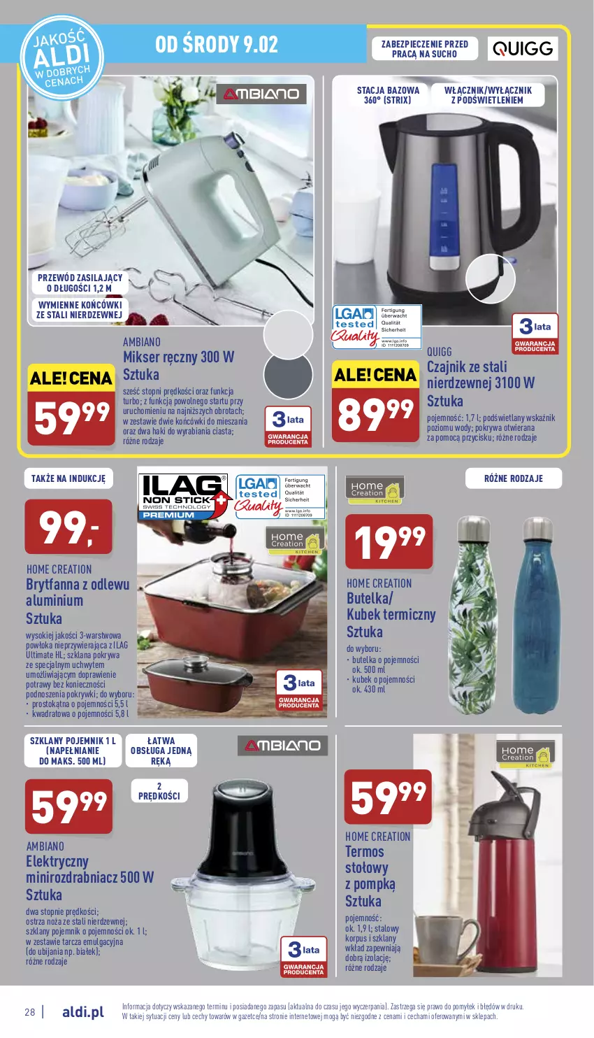 Gazetka promocyjna Aldi - Pełny katalog - ważna 07.02 do 12.02.2022 - strona 28 - produkty: Czajnik, Fa, Kubek, Kubek termiczny, LANA, LG, Mikser, Mikser ręczny, Noż, Piec, Pojemnik, Pokrywa, Przewód, Rozdrabniacz, Ser, Sok, Termos, Top