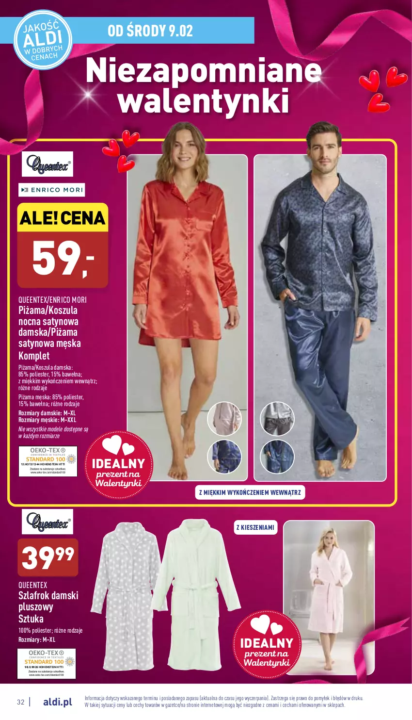 Gazetka promocyjna Aldi - Pełny katalog - ważna 07.02 do 12.02.2022 - strona 32 - produkty: Kosz, Koszula, Koszula nocna, Piżama, Queentex, Szlafrok, Wełna