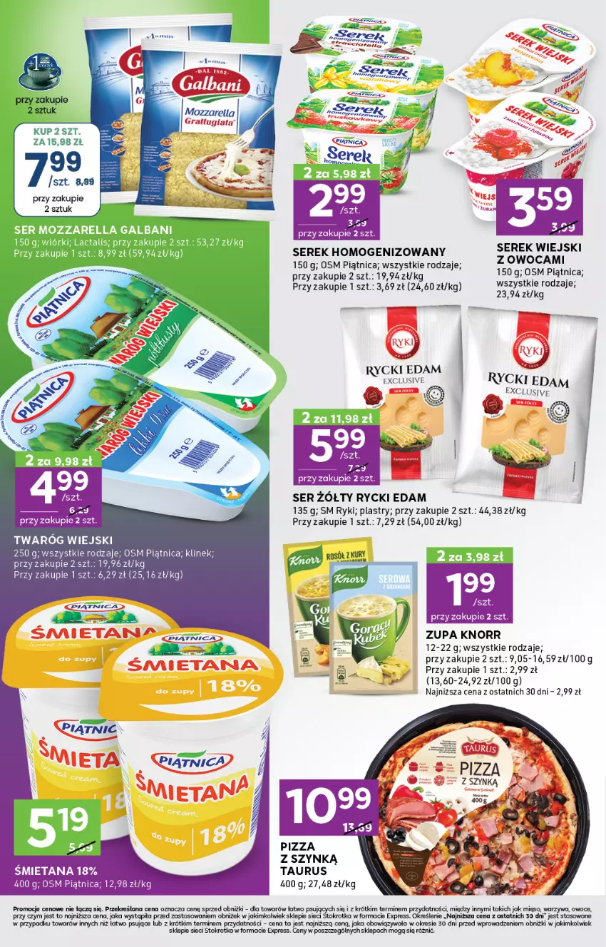 Gazetka promocyjna Stokrotka - Stokrotka Express - ważna 15.05 do 21.05.2025 - strona 4 - produkty: Edam, Fa, Gra, Knorr, Mięso, Mozzarella, Noż, Owoce, Piątnica, Rycki Edam, Ser, Serek, Serek homogenizowany, Warzywa, Zupa
