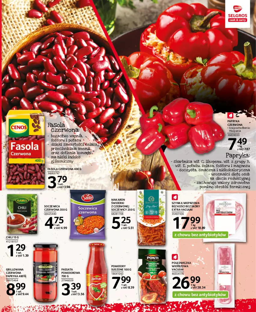 Gazetka promocyjna Selgros - Katalog Pasja i Zdrowie - ważna 14.10 do 27.10.2021 - strona 3 - produkty: Fa, Fasola, Grill, Magnez, Makaron, Papryka, Papryka czerwona, Polędwiczka wieprzowa, Pomidory, Szynka, Szynka wieprzowa