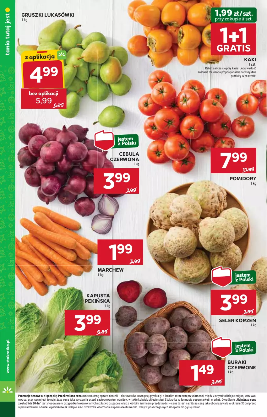 Gazetka promocyjna Stokrotka - Supermarket - ważna 14.11 do 20.11.2024 - strona 8 - produkty: Buraki, Cebula, Cebula czerwona, Gra, Gruszki, HP, Kaki, Pomidory, Seler korzeń