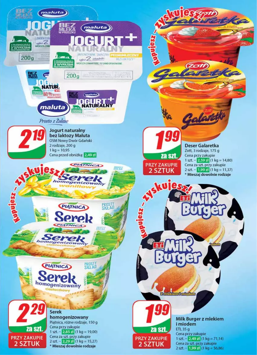 Gazetka promocyjna Dino - Gazetka 27 / 2024 - ważna 03.07 do 09.07.2024 - strona 35 - produkty: Burger, Deser, Gala, Galaretka, Jogurt, Jogurt naturalny, Piątnica, Ser, Serek, Zott