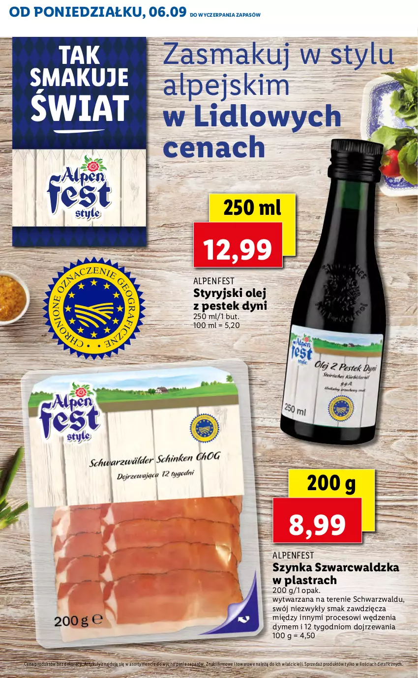 Gazetka promocyjna Lidl - KATALOG Z OFERTĄ ALPENFEST - ważna 06.09 do 10.09.2021 - strona 2 - produkty: Olej, Stek, Szynka