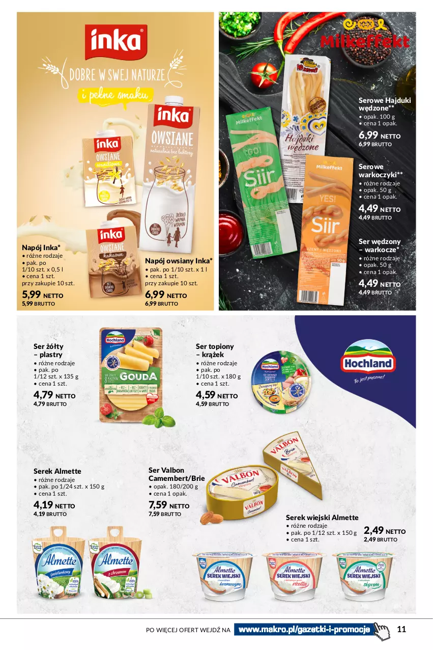 Gazetka promocyjna Makro - Słodki powrót do szkoły - ważna 22.08 do 04.09.2023 - strona 11 - produkty: Almette, Brie, Camembert, Inka, Koc, Napój, Ser, Ser topiony, Serek, Serek wiejski, Top