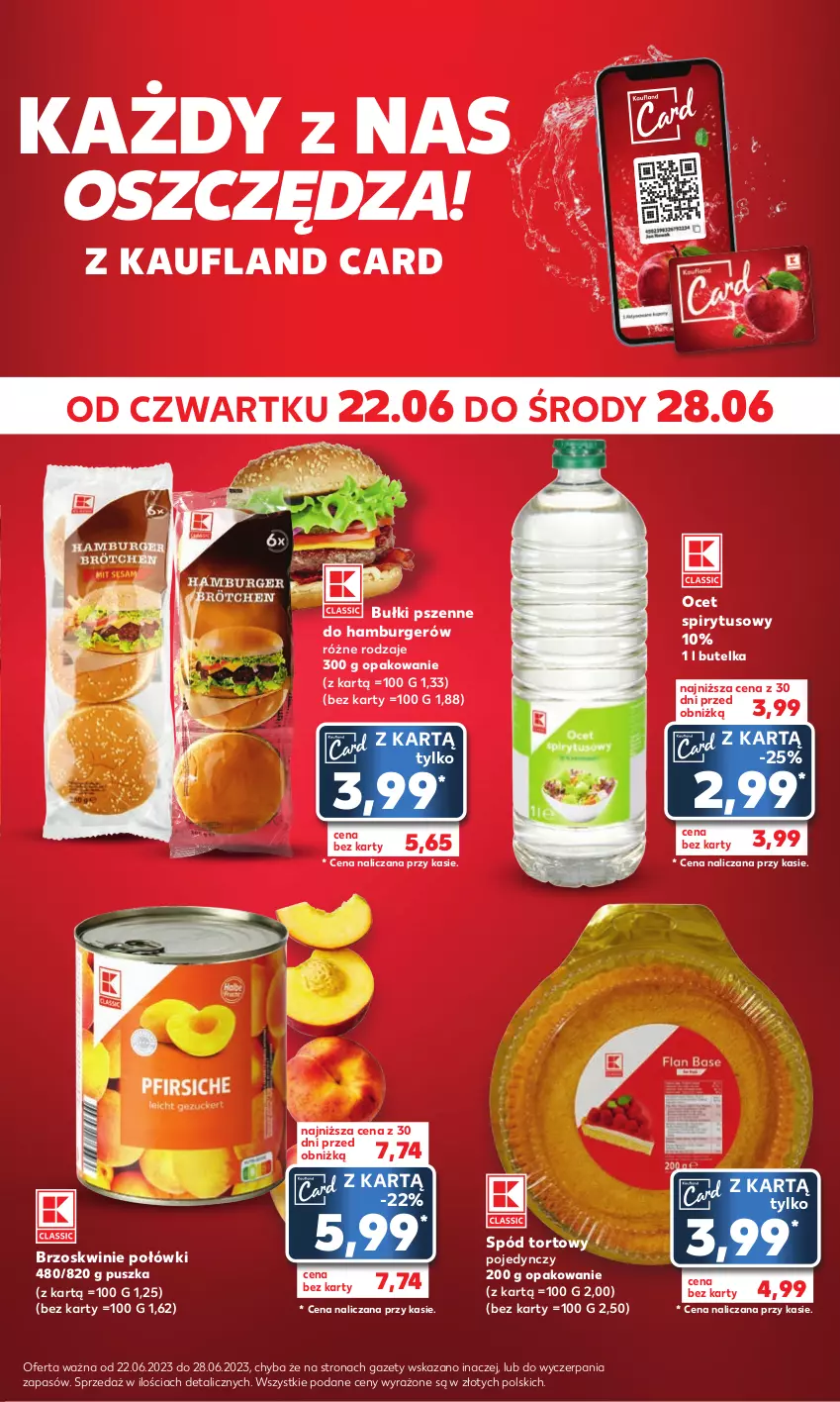 Gazetka promocyjna Kaufland - Mocny Start - ważna 26.06 do 28.06.2023 - strona 19 - produkty: Brzoskwinie, Burger, Hamburger, Ocet