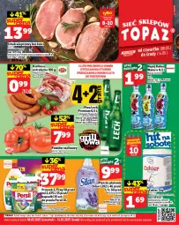 Gazetka promocyjna Topaz - Gazetka - Gazetka - ważna od 14.05 do 14.05.2025 - strona 1 - produkty: Piwo, Top, Cukier, Pekpol, Silan, Schab wieprzowy, Płyn do płukania, Waga, Kiełbasa, Pomidor malinowy, Lech Premium