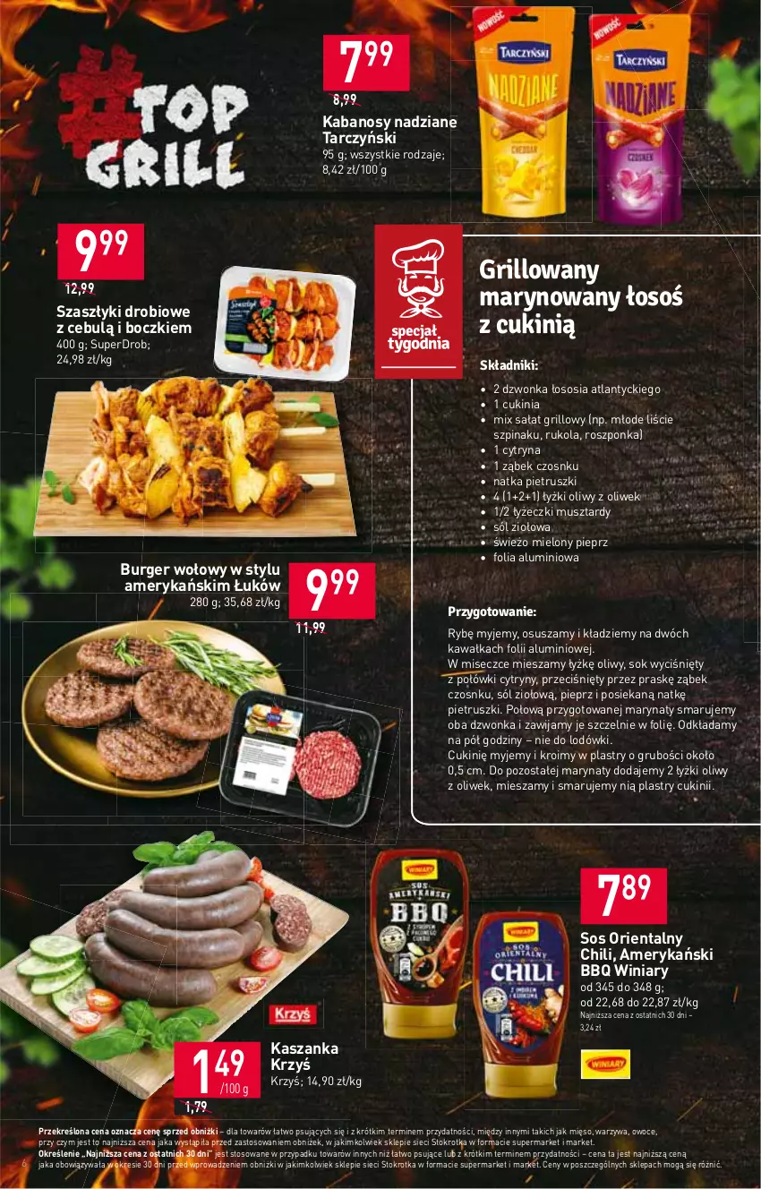 Gazetka promocyjna Stokrotka - Supermarket - ważna 22.06 do 28.06.2023 - strona 6 - produkty: Burger, Cytryny, Folia aluminiowa, Grill, Kabanos, Kasza, Kaszanka, Kawa, Mięso, Mus, Natka pietruszki, Owoce, Pieprz, Roszponka, Rukola, Sałat, Sok, Sól, Sos, Szpinak, Tarczyński, Warzywa, Winiary