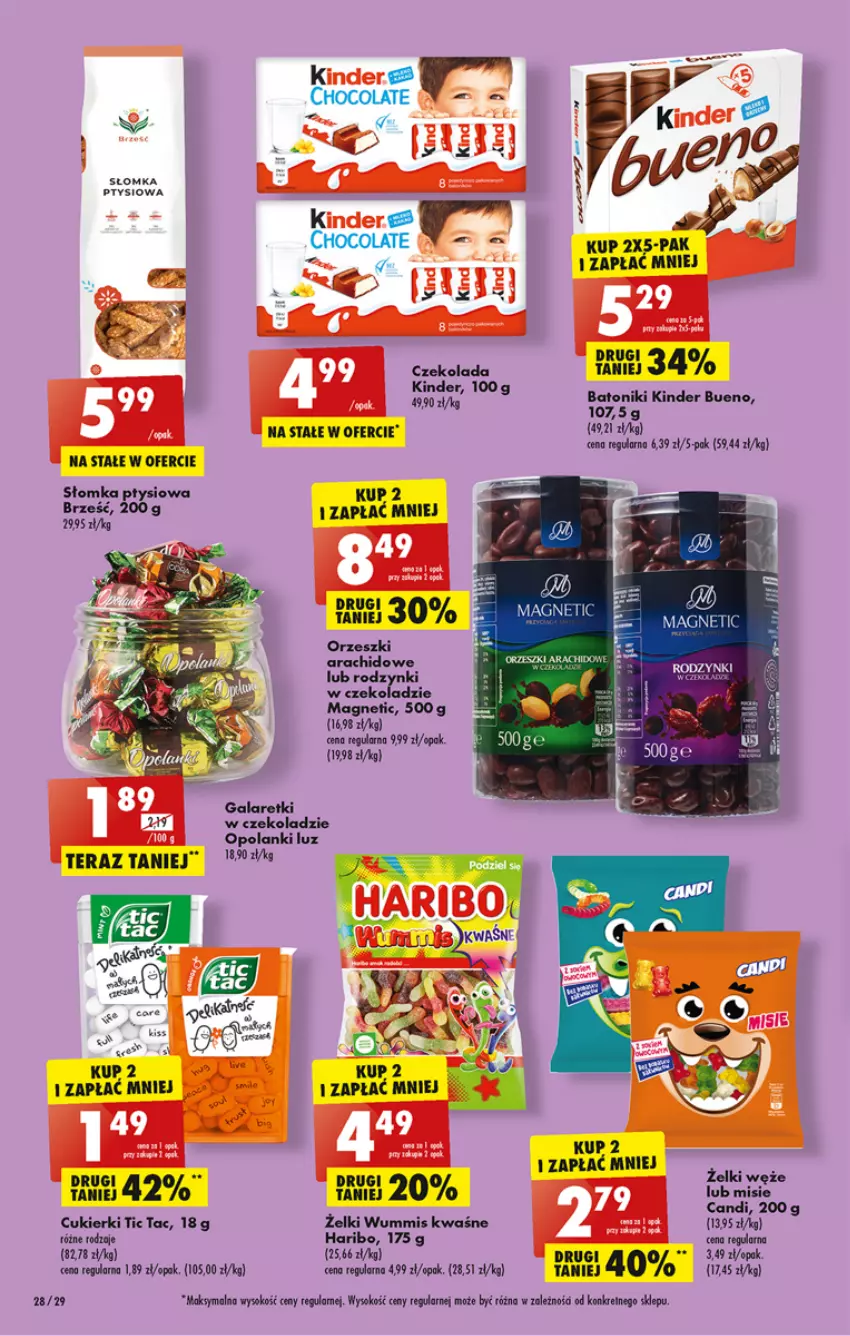 Gazetka promocyjna Biedronka - W tym tygodniu - ważna 08.08 do 13.08.2022 - strona 28 - produkty: Baton, Cukier, Cukierki, Czekolada, Gala, Galaretki, Kinder, Kinder Bueno, Kret, Lanki, Orzeszki, Rodzynki, SEKO, Sok, Tera, Tonik