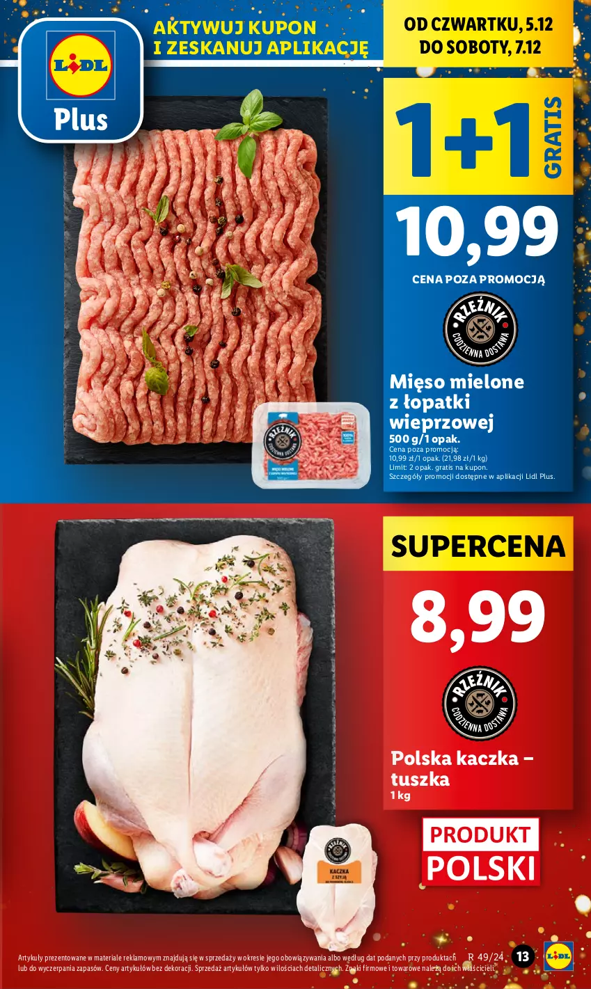 Gazetka promocyjna Lidl - GAZETKA - ważna 05.12 do 07.12.2024 - strona 13 - produkty: Gra, Kaczka, Mięso, Mięso mielone, Mięso mielone z łopatki wieprzowej, Tusz