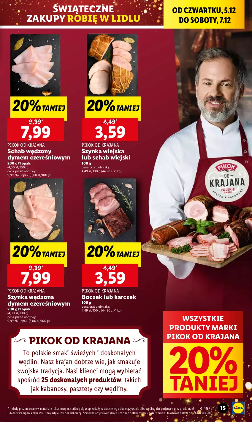 Gazetka promocyjna Lidl - GAZETKA - ważna 05.12 do 07.12.2024 - strona 15 - produkty: Boczek, Kabanos, Pasztet, PIKOK, Szynka