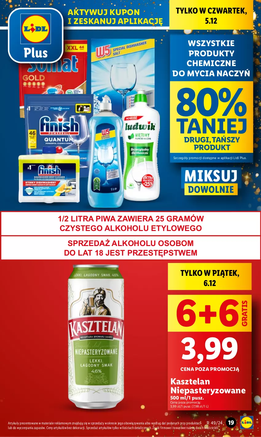 Gazetka promocyjna Lidl - GAZETKA - ważna 05.12 do 07.12.2024 - strona 19 - produkty: Do mycia naczyń, Gra, Kasztelan, Piwa