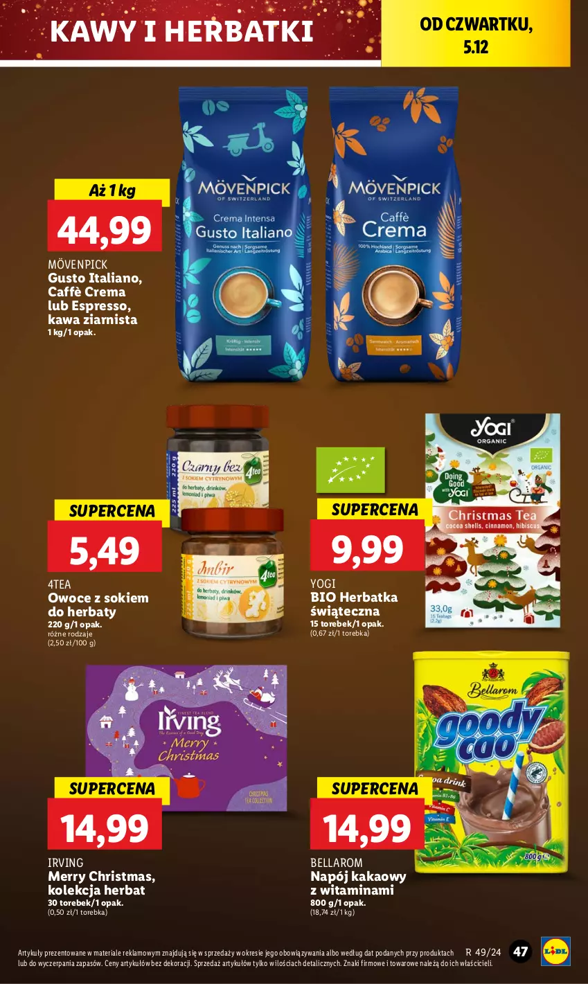 Gazetka promocyjna Lidl - GAZETKA - ważna 05.12 do 07.12.2024 - strona 51 - produkty: Bell, Bella, Irving, Kakao, Kawa, Kawa ziarnista, Napój, Owoce, Sok, Torebka