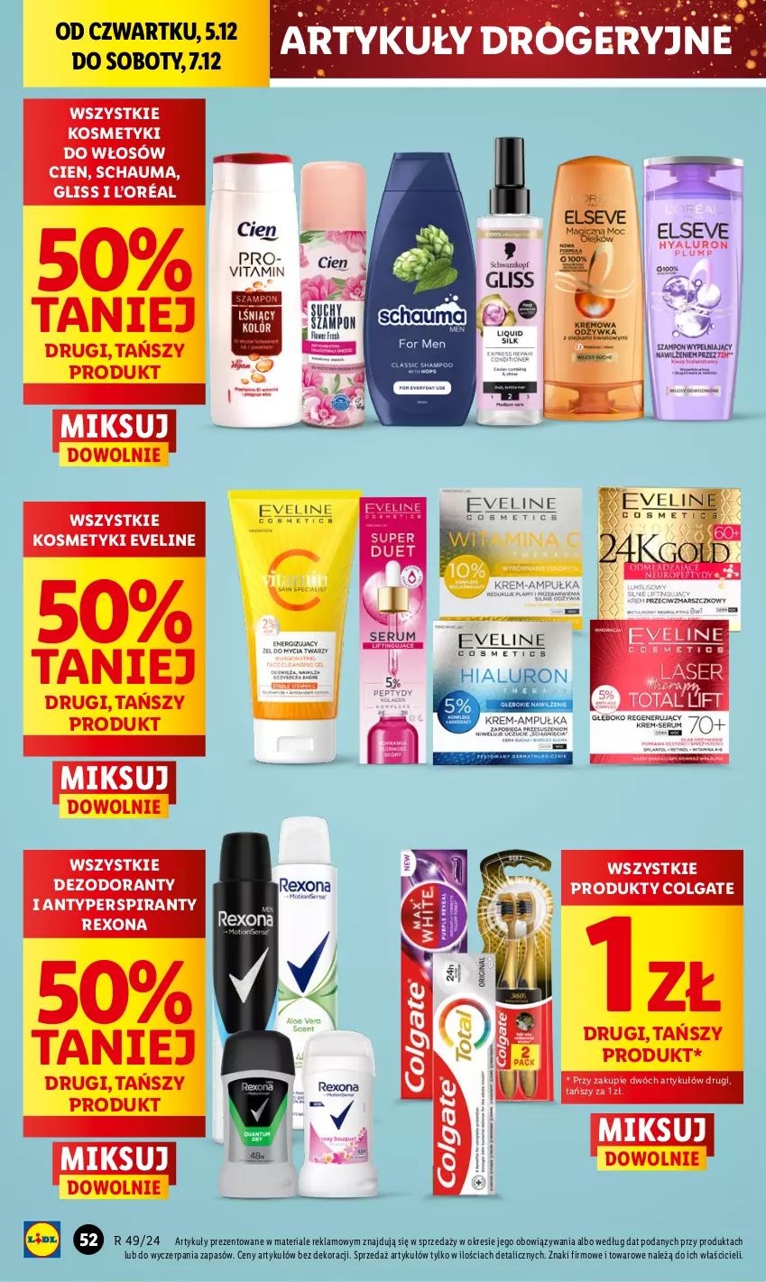 Gazetka promocyjna Lidl - GAZETKA - ważna 05.12 do 07.12.2024 - strona 58 - produkty: Antyperspirant, Colgate, Dezodorant, Eveline, L’Oréal, LG, Rexona, Schauma