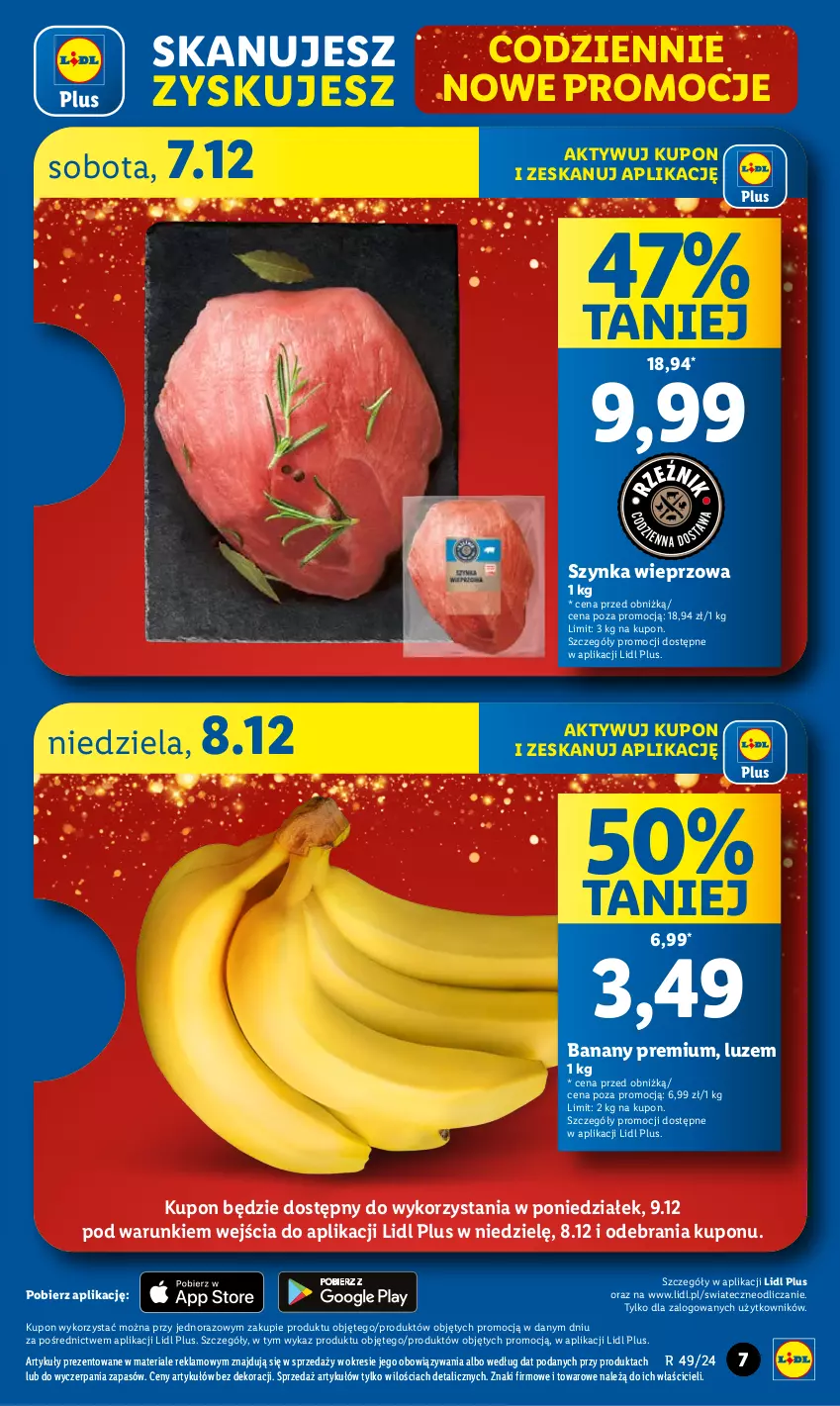 Gazetka promocyjna Lidl - GAZETKA - ważna 05.12 do 07.12.2024 - strona 7 - produkty: Banany, Szynka, Szynka wieprzowa