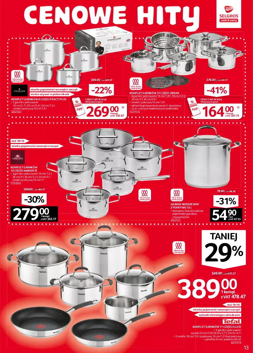 Gazetka promocyjna Selgros - Oferta przemysłowa - ważna 04.02 do 17.02.2021 - strona 13 - produkty: Garnek, Miarka, Patelnia, Piekarnik, Podkład, Pokrywa, Rondel, Sok, Top