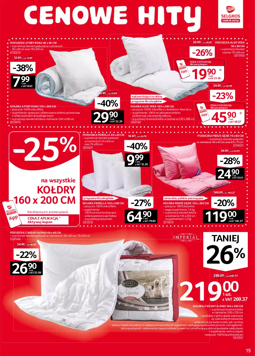 Gazetka promocyjna Selgros - Oferta przemysłowa - ważna 04.02 do 17.02.2021 - strona 19 - produkty: Aloe vera, Kołdra, Poduszka, Por, Sok, Waga, Wełna