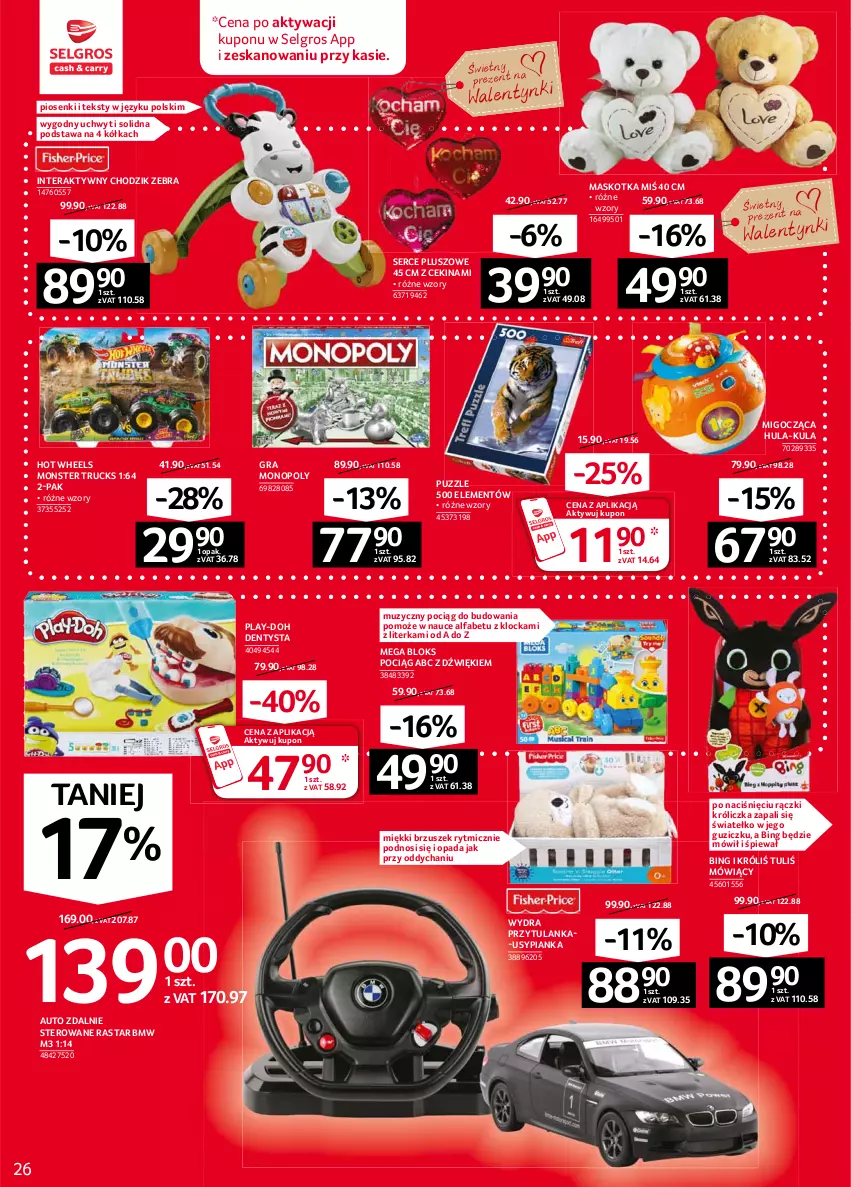 Gazetka promocyjna Selgros - Oferta przemysłowa - ważna 04.02 do 17.02.2021 - strona 26 - produkty: Chodzik, Dentysta, Fa, Gra, Hot Wheels, LG, Mega Bloks, Monopoly, Monster truck, Play-Doh, Pociąg, Puzzle, Ser, Tera